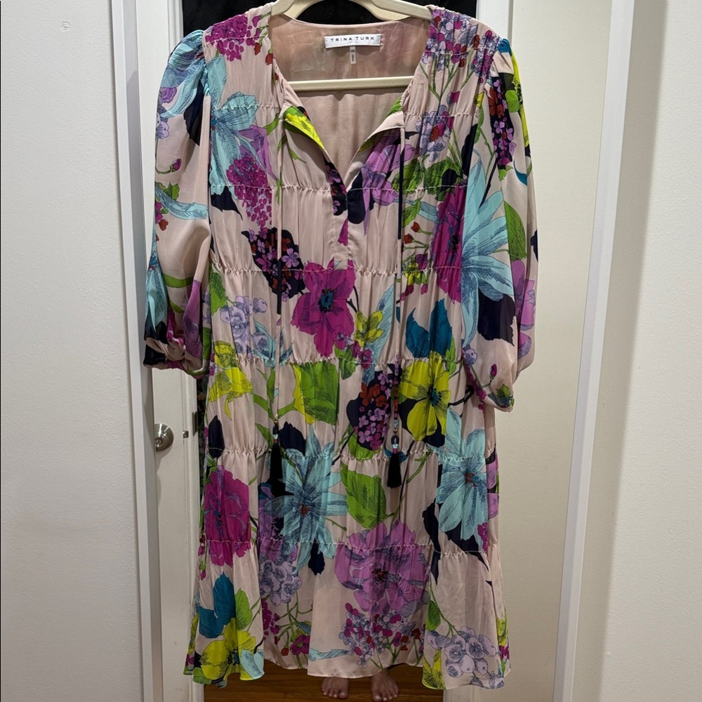 Trina Turk Multicolor Floral Long Sleeve Dress